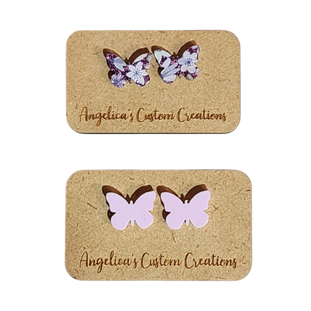 Butterfly Kisses Acrylic Stud Earring Set - Floral Purple, White